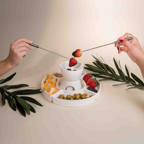 Set Fondue Cerámico Blanco O´living Delice